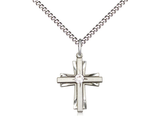 Cross with Swarovski Crystal 0675Y1-STN4, Sterling Silver