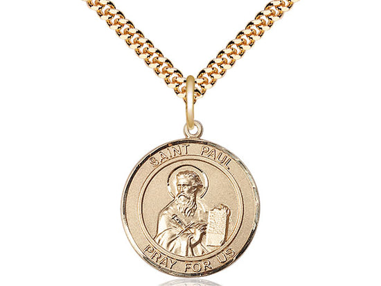 Saint Paul the Apostle round medal S086RD2, Gold Filled