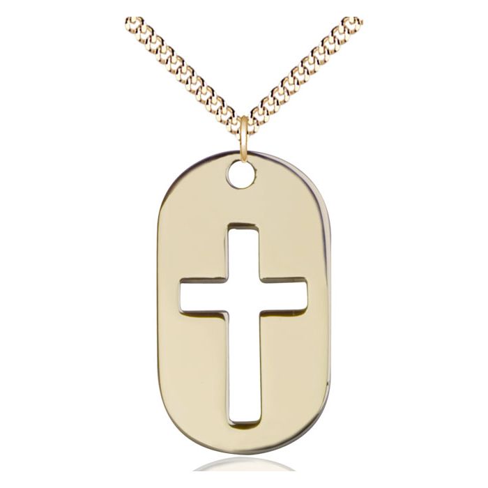 Cross Dog Tag 0110DT2, Gold Filled