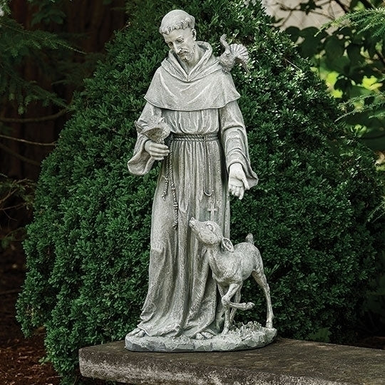 St. Francis with Deer garden statue, 36.5" tall