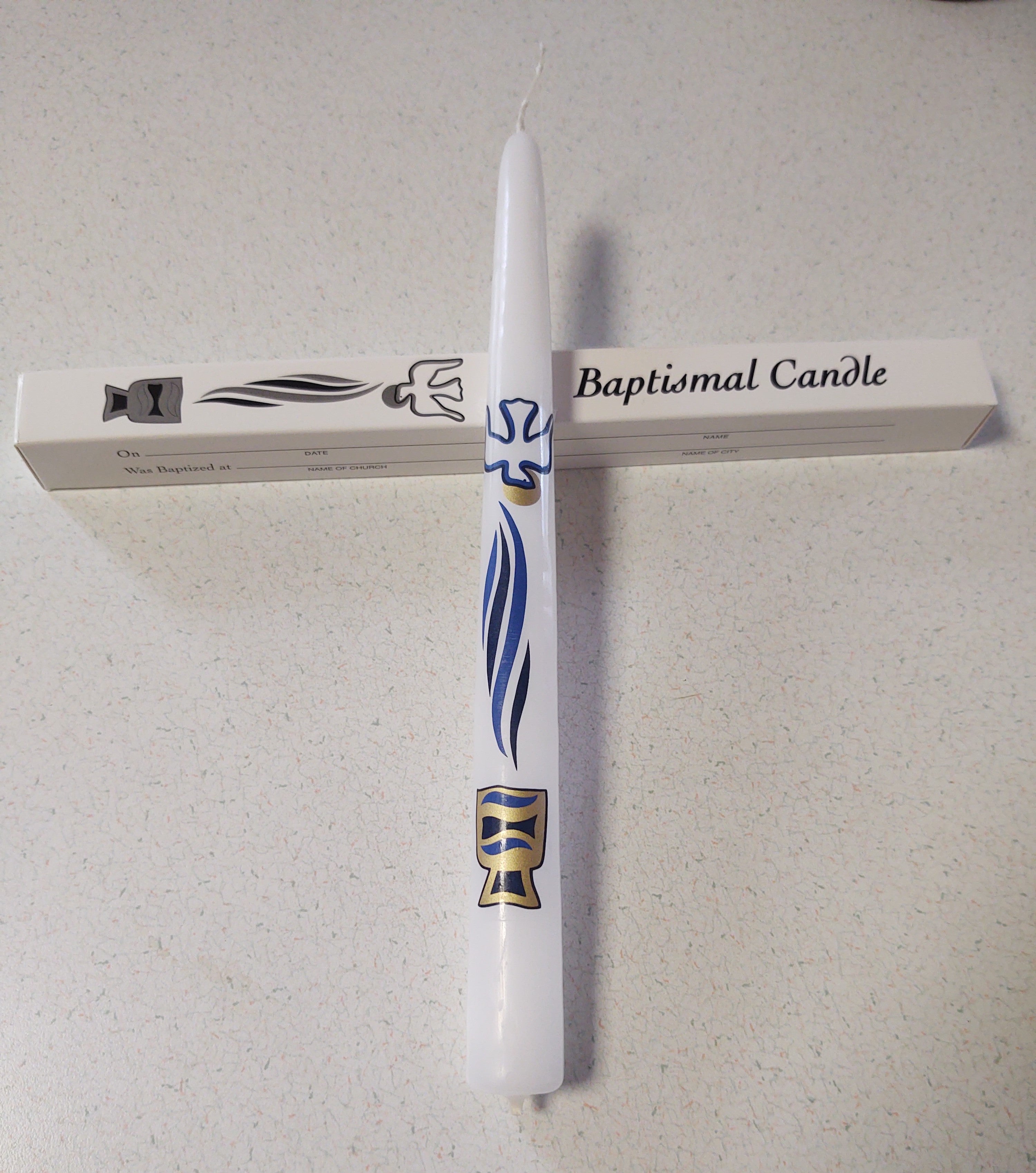 Baptismal Candle, 14/16" x 9.5" tapered