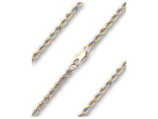 French Rope Chain, 18" length with lobster claw clasp, Gold Plated