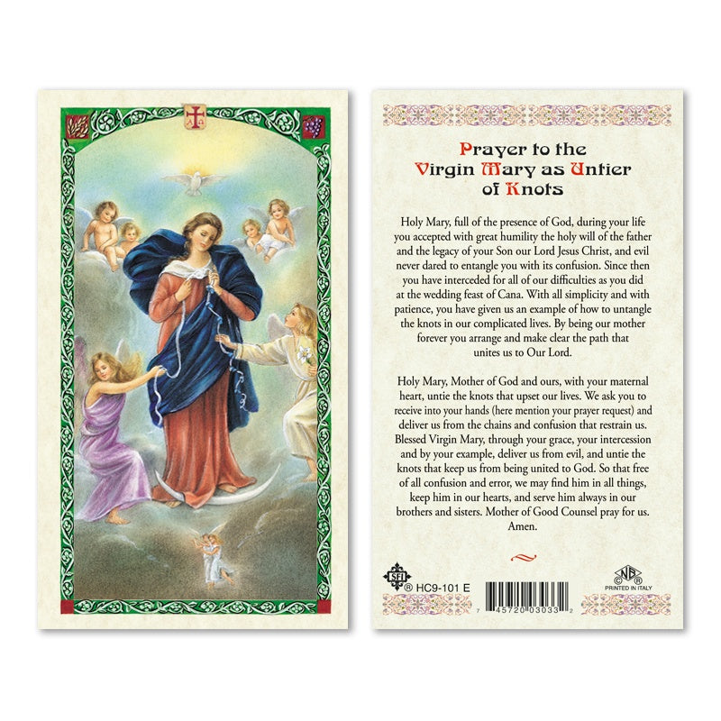 Prayer to the Virgin Mary as Untier of Knots holy card