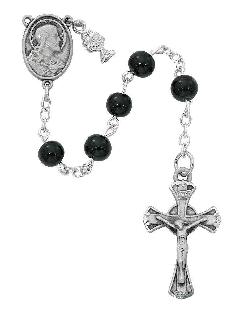 Black Glass Rosary, 6mm Beads