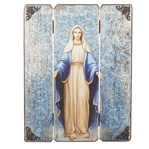 Our Lady of Grace Tri-Panel plaque, 17" tall