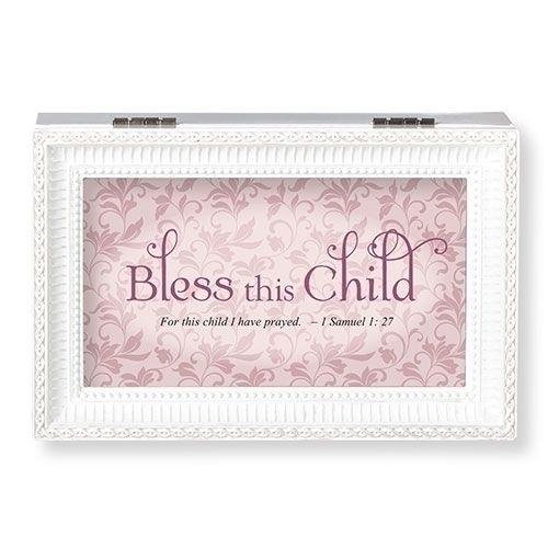 Bless This Child Music Box pink, Jesus Loves Me, 6.25" long
