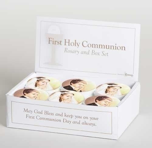 First Communion Rosary with round box