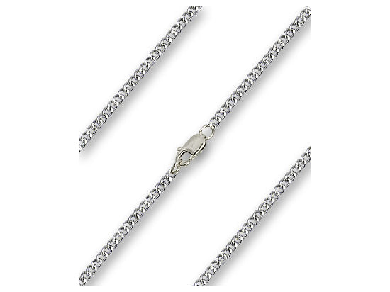 Curb Heavy Chain, 16" length with lobster claw clasp, Silver Plated