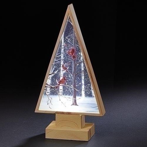 Swirl Tree with Cardinals, LED, 12" tall