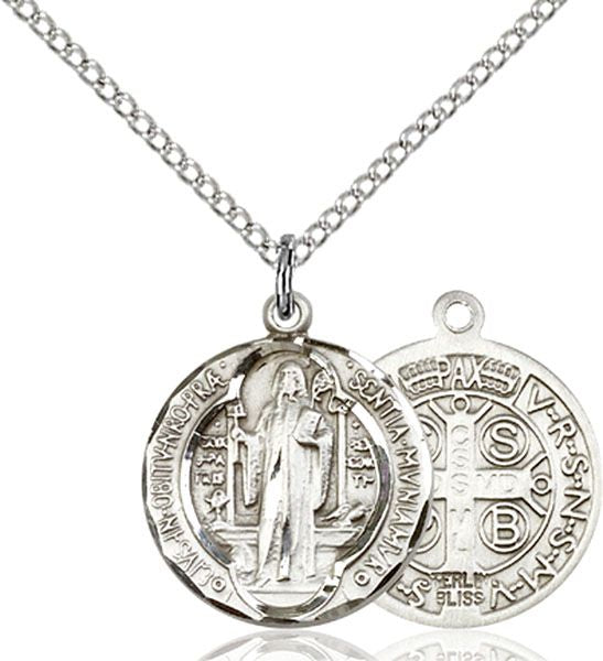 Saint Benedict round medal 0026B4, Pewter