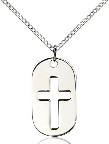 Cross Dog Tag medal 0111DT4, Pewter