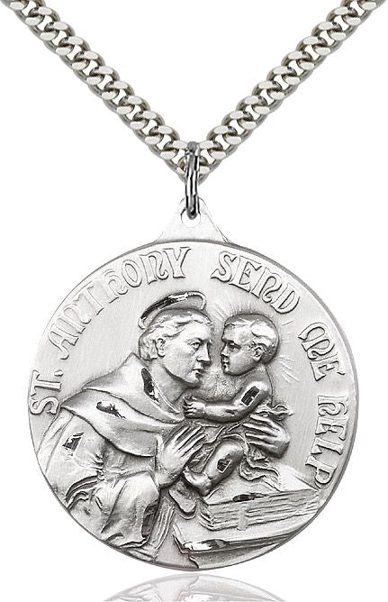 Saint Anthony round medal 0203D4, Pewter