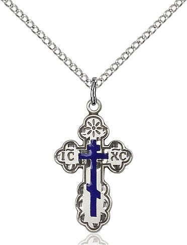 Saint Olga Cross medal 0256E4 with blue enamel, Pewter