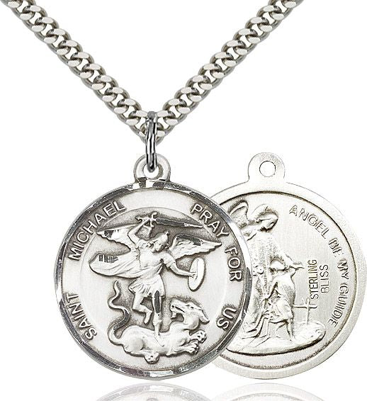 Saint Michael the Archangel round medal 03424, Pewter