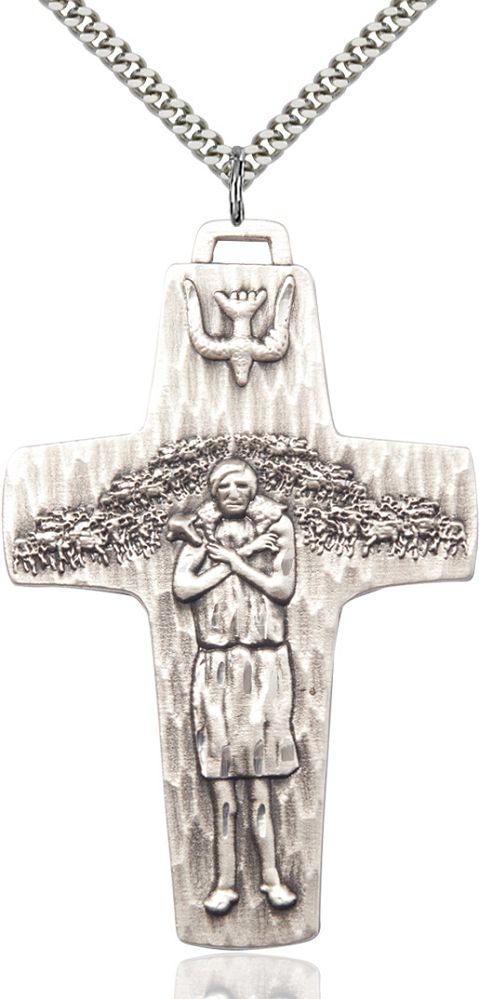 Papal Crucifix medal 05664, Pewter