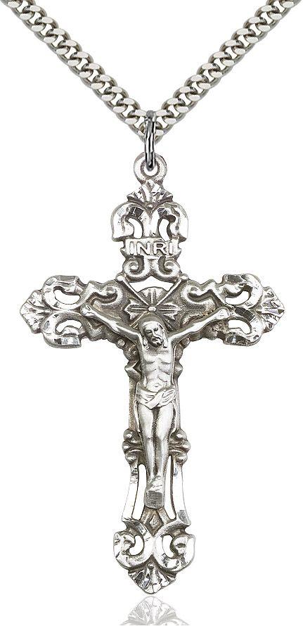 Crucifix medal 06481, Sterling Silver