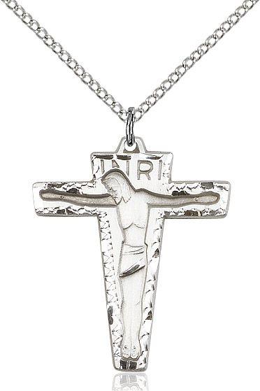 Primative Crucifix medal 06614, Pewter