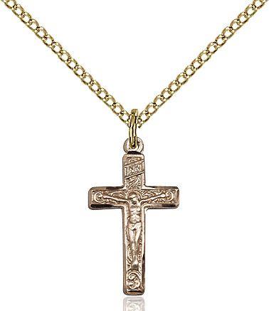 Crucifix medal 06722, Gold Filled