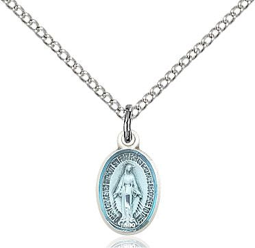 Miraculous medal with blue enamel 0702EM4, Pewter