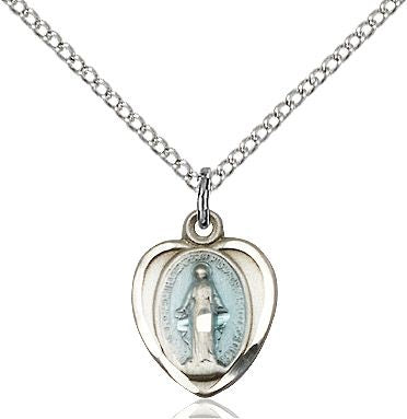 Miraculous medal with blue enamel 0706EM4, Pewter