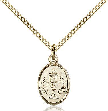 First Communion Chalice medal 09752, Gold Filled