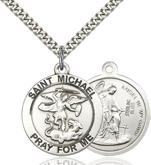 Saint Michael the Archangel round medal 40824, Pewter