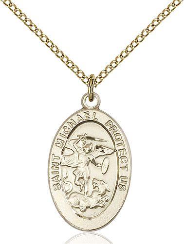 Saint Michael the Archangel medal 4123R2, Gold Filled