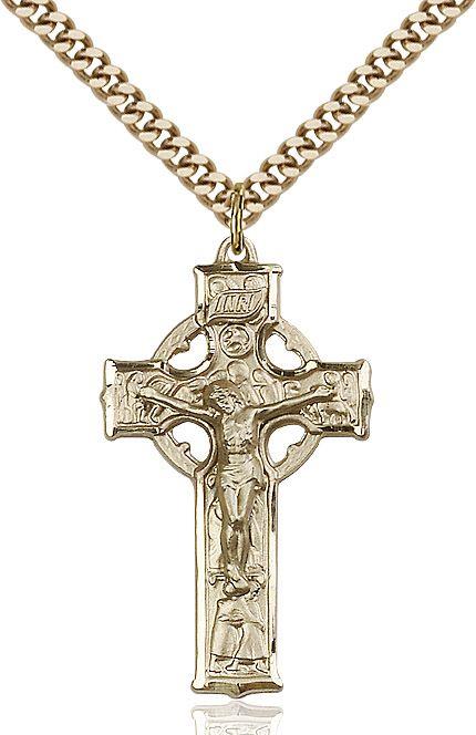 Celtic Crucifix medal 54402, Gold Filled