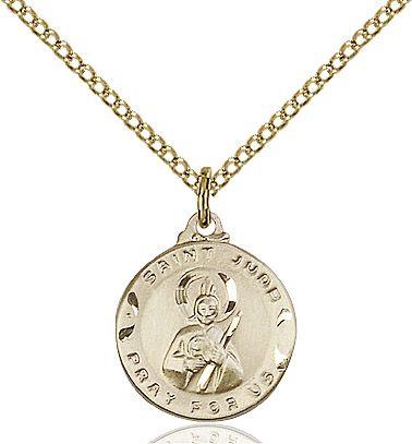 Saint Jude round medal 56512, Gold Filled