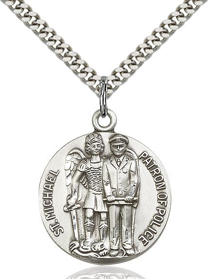 Saint Michael the Archangel round medal 56804, Pewter