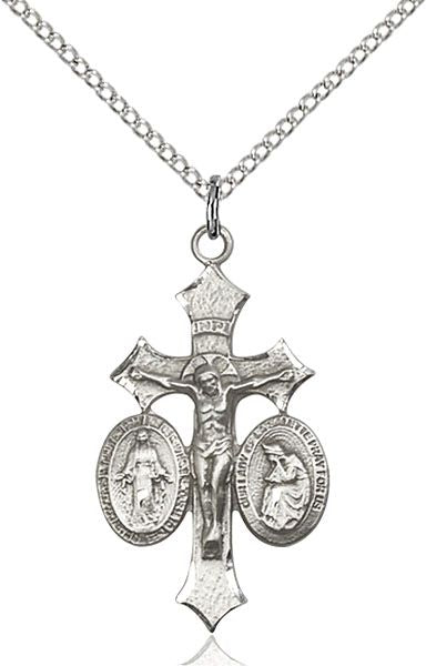 Crucifix, Miraculous Medal, and Our Lady of La Salette medal 60554, Pewter