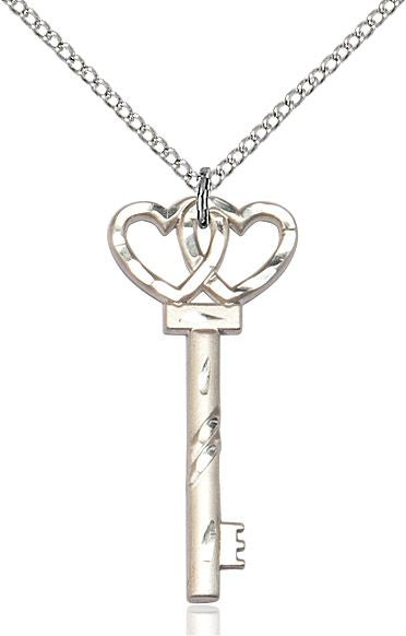 Key w/double hearts medal 62134, Pewter