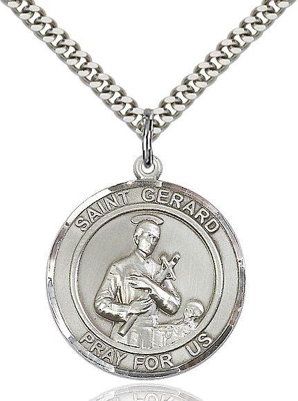 Saint Gerard round medal S042RD4, Pewter