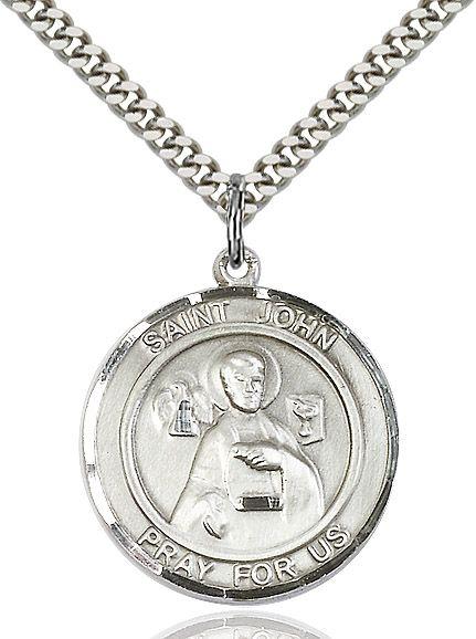 Saint John the Apostle round medal S056RD4, Pewter