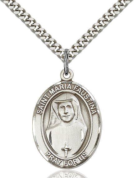Saint Maria Faustina medal S0694, Pewter
