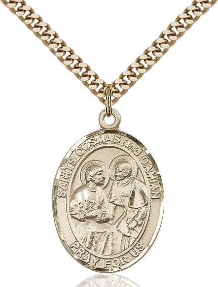 Saints Cosmas & Damian medal S1322, Gold Filled
