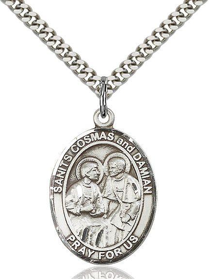Saints Cosmas & Damian medal S1321, Sterling Silver