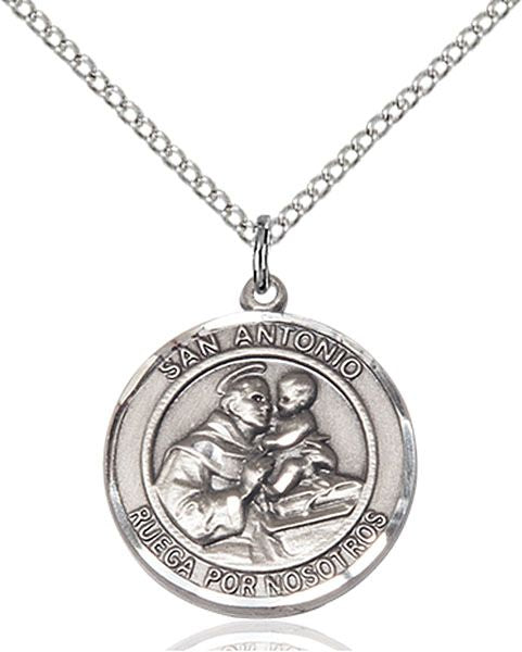 Saint Anthony round medal S004RDSP4, Spanish, Pewter