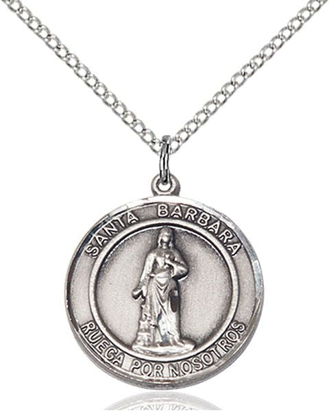Saint Barbara round medal S006RDSP4, Spanish, Pewter
