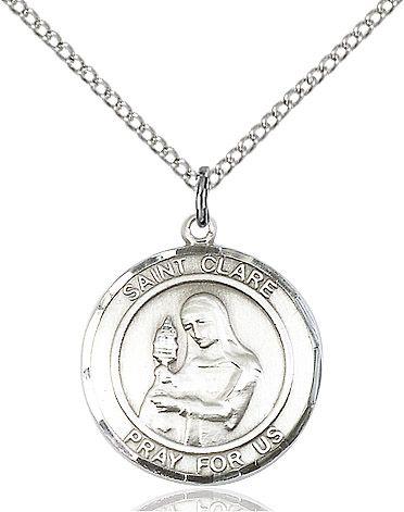 Saint Clare of Assisi round medal S028RD4, Pewter