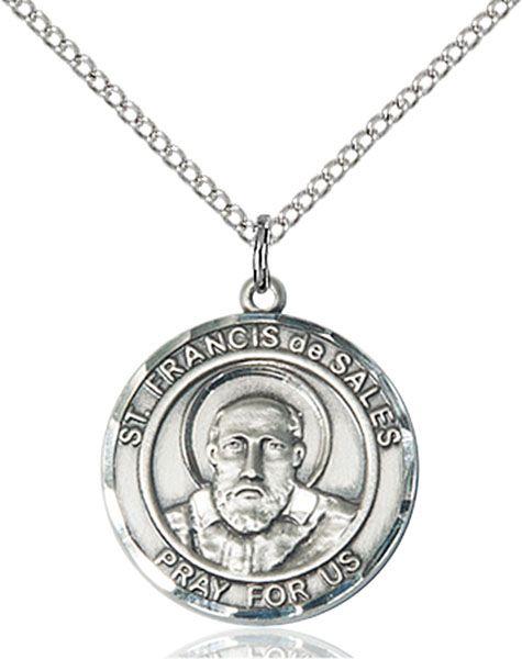 Saint Francis de Sales round medal S035RD4, Pewter