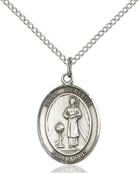 Saint Genesius of Rome medal S0381, Sterling Silver