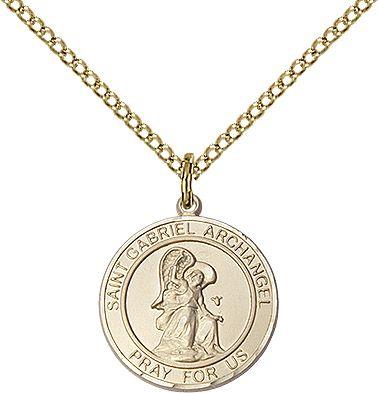 Saint Gabriel the Archangel round medal S039RD2, Gold Filled
