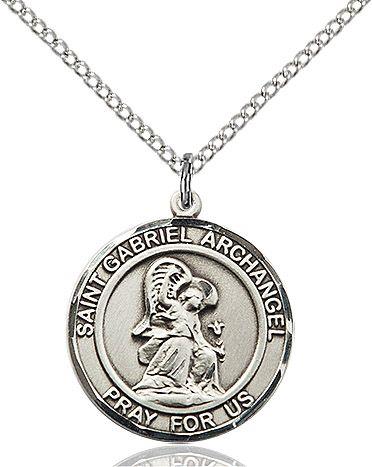 Saint Gabriel the Archangel round medal S039RD4, Pewter