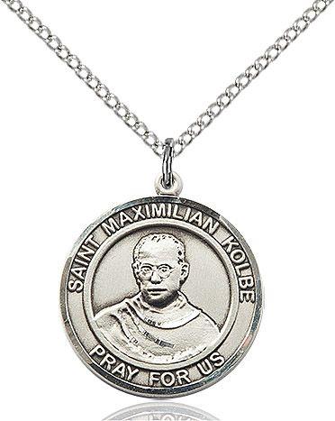 Saint Maximilian Kolbe round medal S073RD4, Pewter