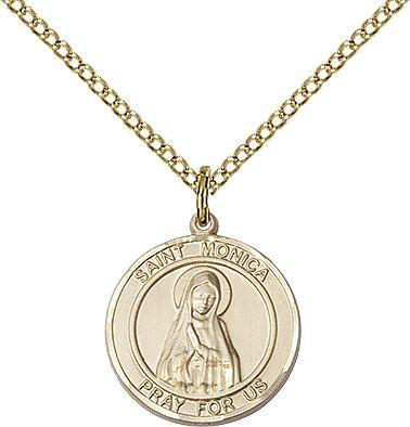 Saint Monica round medal S079RD2, Gold Filled