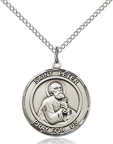 Saint Peter the Apostle round medal S090RD1, Sterling Silver