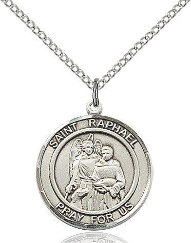 Saint Raphael the Archangel round medal S092RD1, Sterling Silver