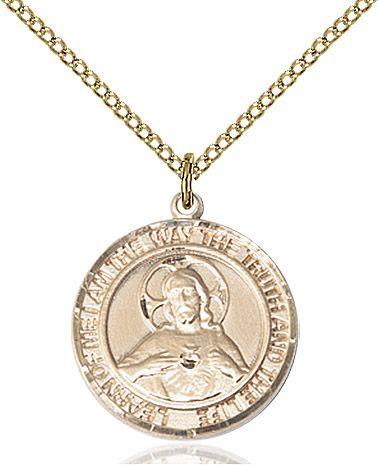 Scapular round medal S098RD2, Gold Filled