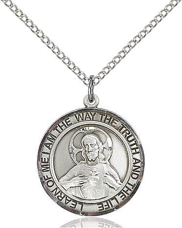 Scapular round medal S098RD1, Sterling Silver